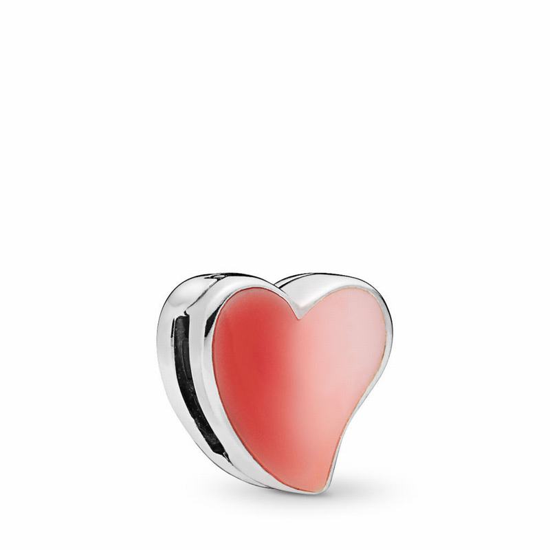 Pandora Reflexions™ Asymmetric Heart Of Love Clip Charm - Sterling Silver/Enamel - Canada | CG8685ZI